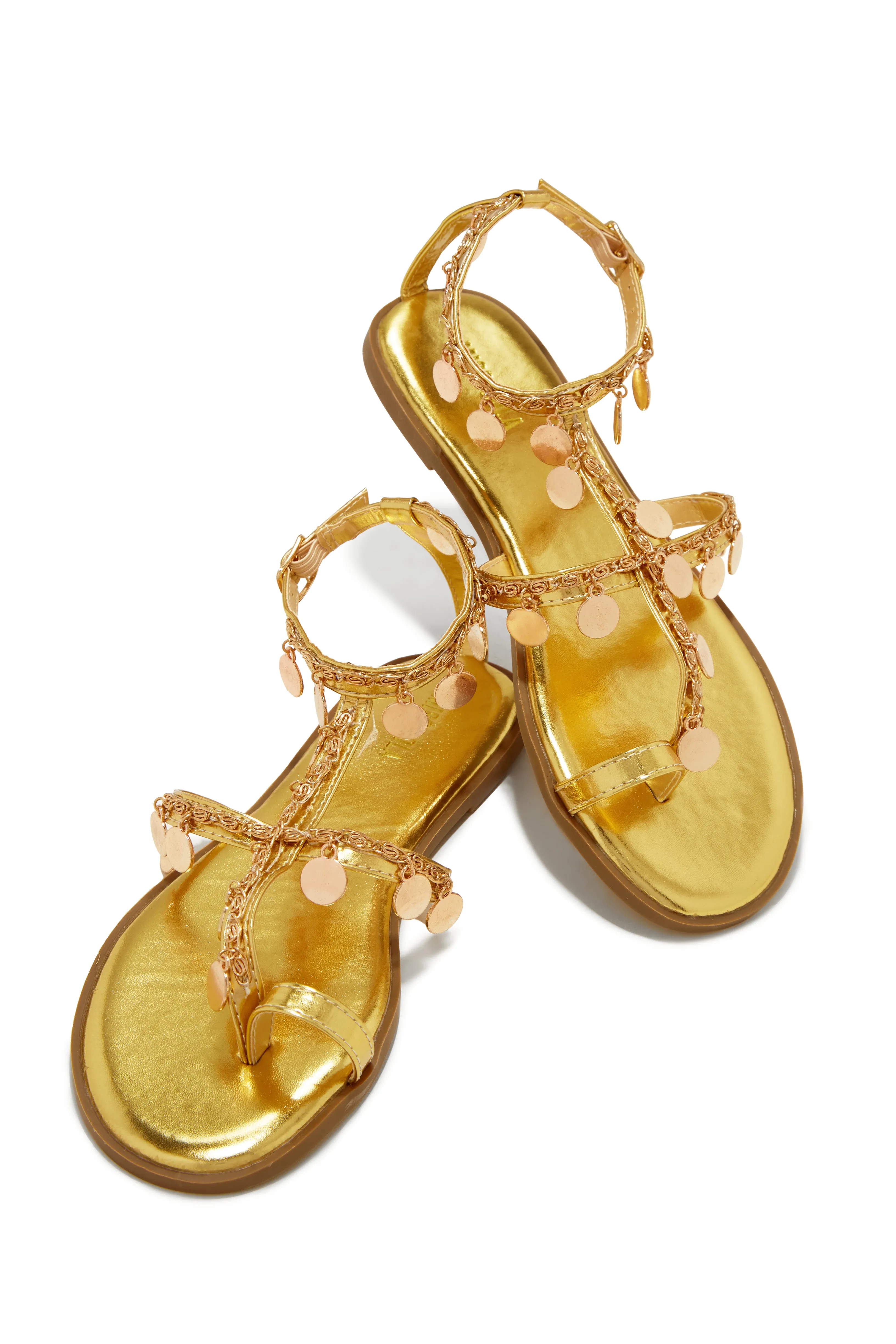 Absolute Paradise Chain Embellished Sandals - Gold