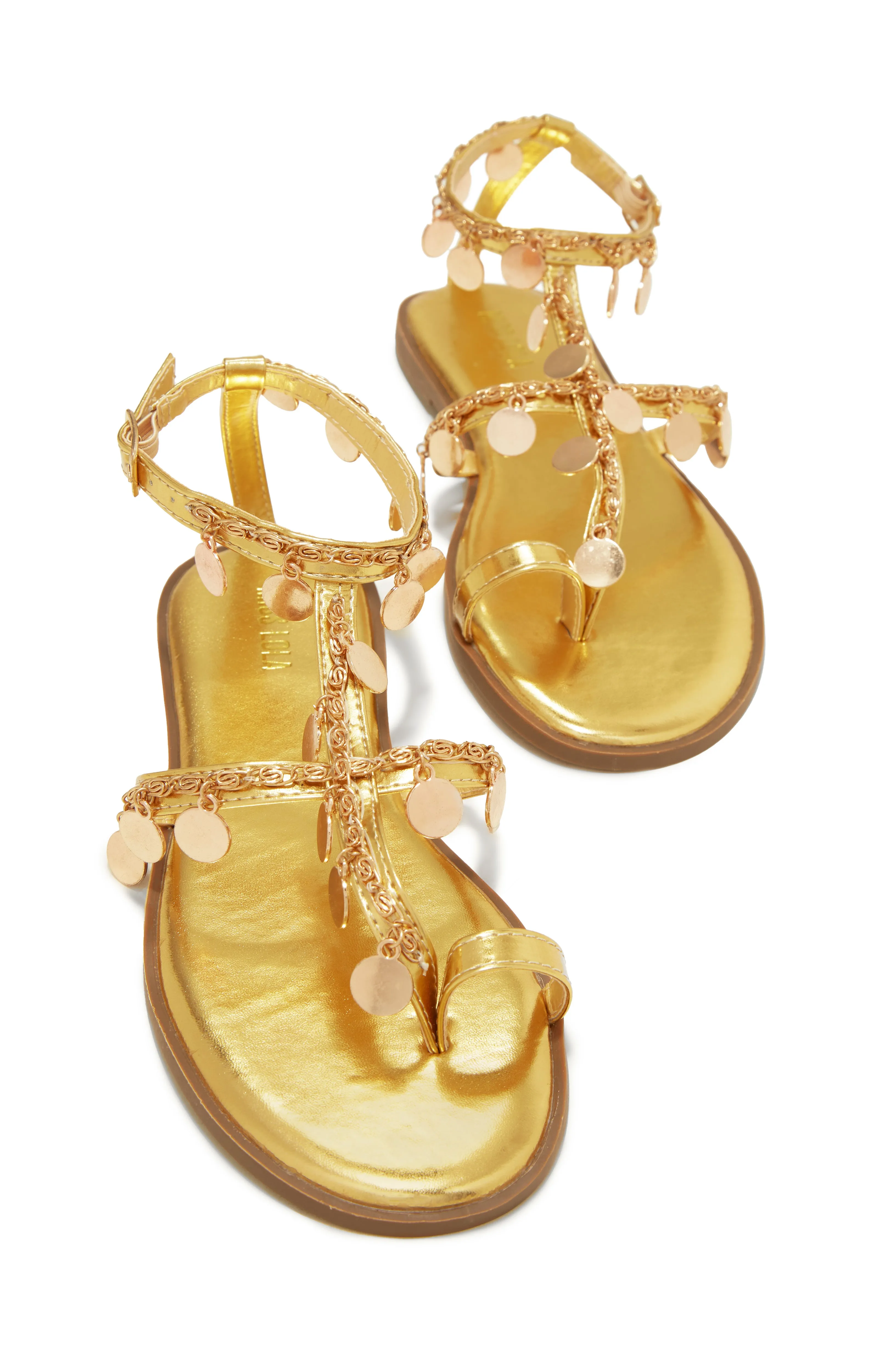 Absolute Paradise Chain Embellished Sandals - Gold