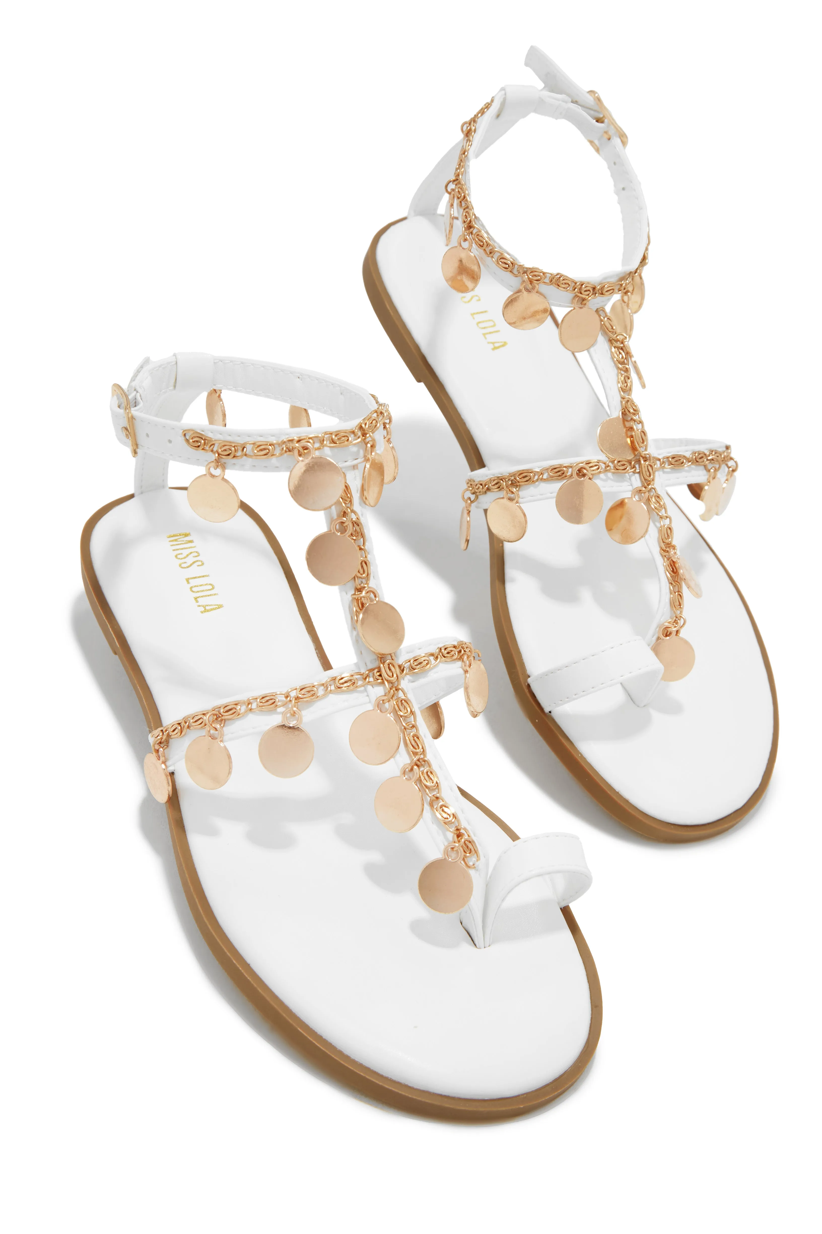 Absolute Paradise Chain Embellished Sandals - White