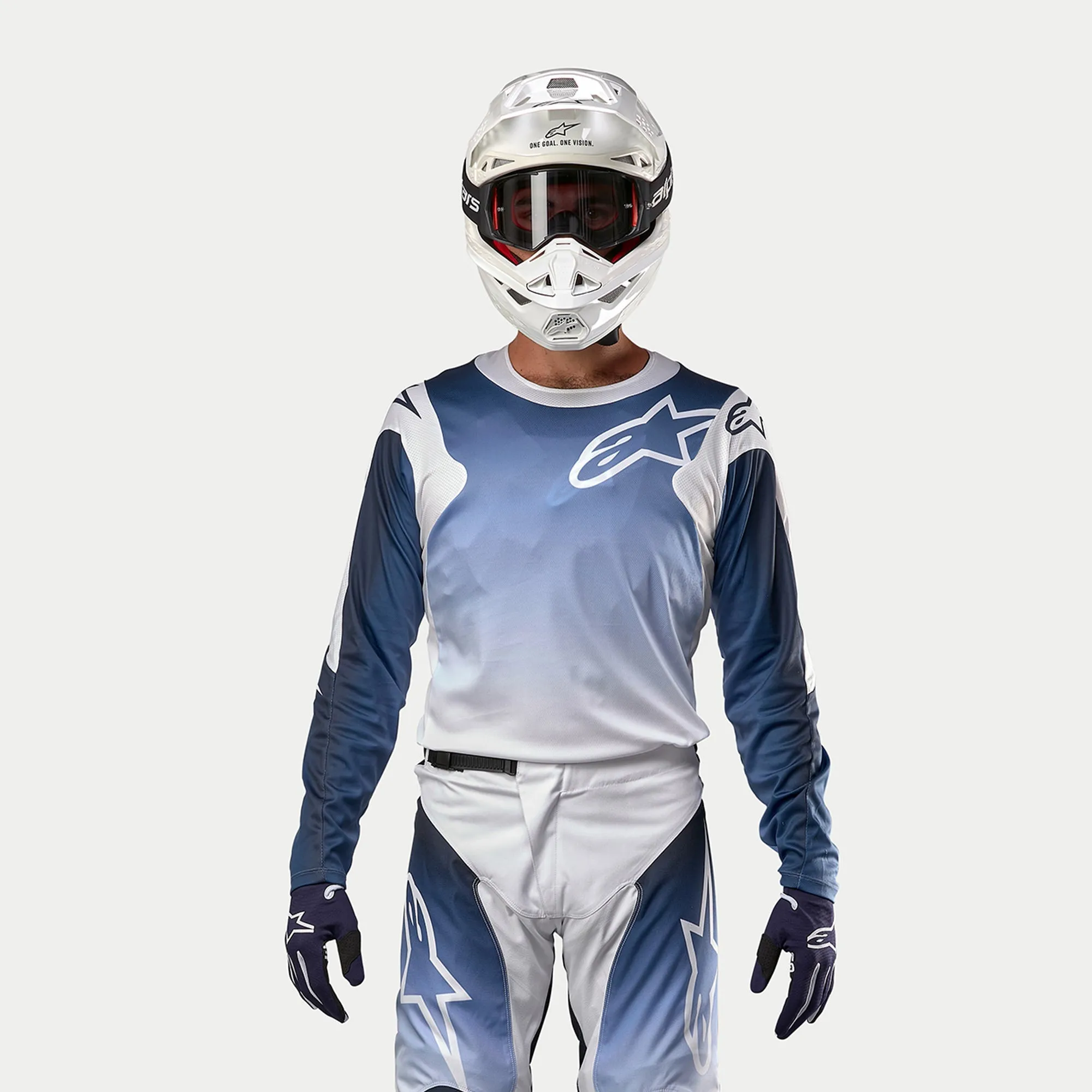 ALPINESTARS 2024 RACER HOEN JERSEY - WHITE DARK NAVY LIGHT BLUE