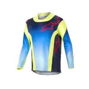 ALPINESTARS 2024 YOUTH RACER HOEN JERSEY - FLURO YELLOW BLUE NIGHT NAVY