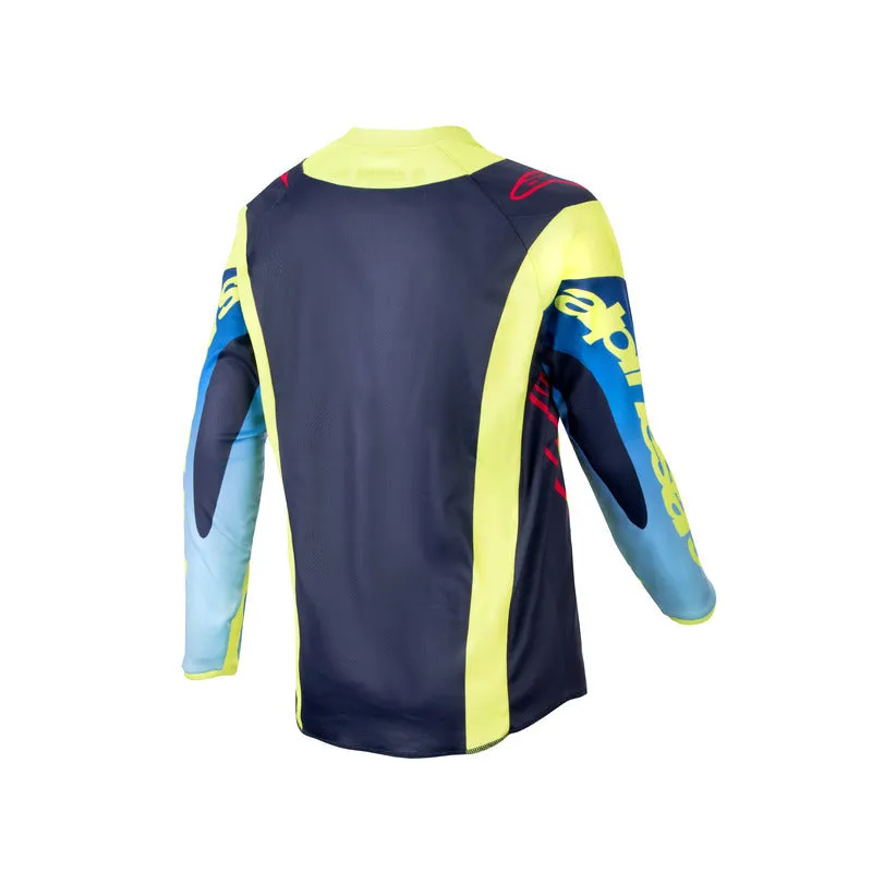 ALPINESTARS 2024 YOUTH RACER HOEN JERSEY - FLURO YELLOW BLUE NIGHT NAVY