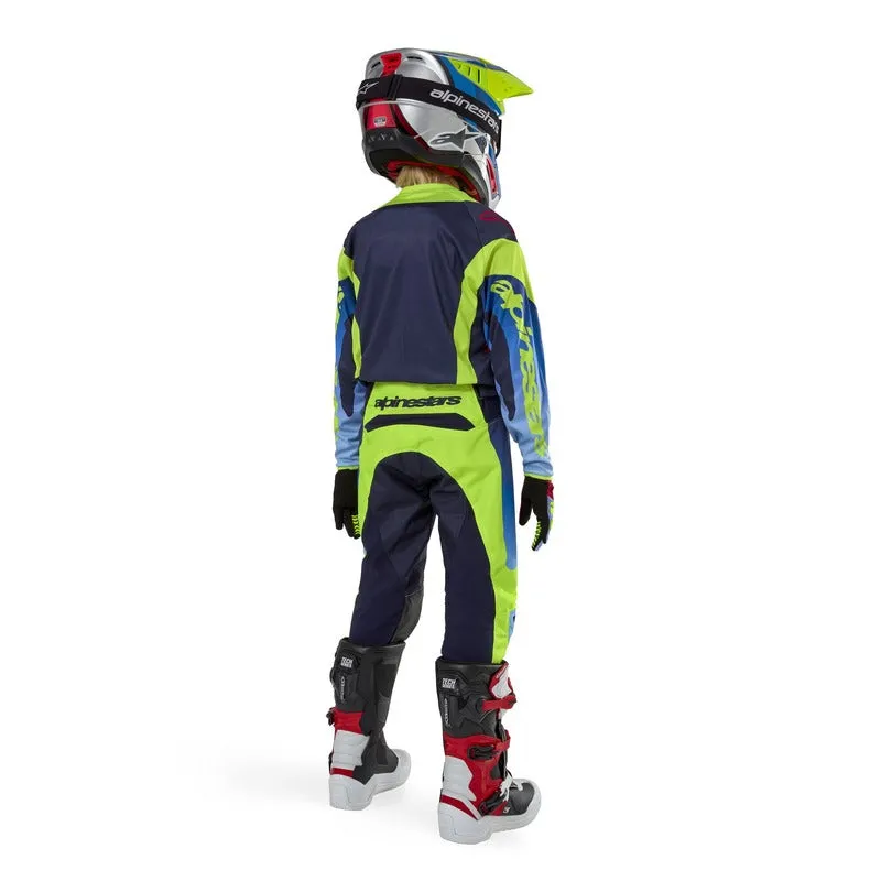 ALPINESTARS 2024 YOUTH RACER HOEN JERSEY - FLURO YELLOW BLUE NIGHT NAVY