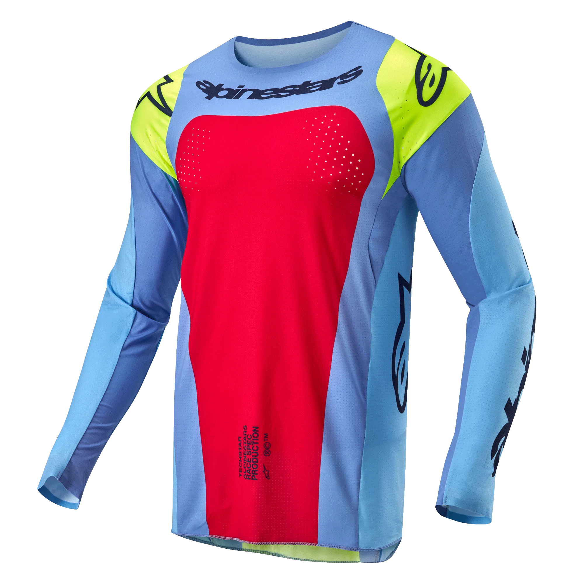 ALPINESTARS 2025 RACER HOLLOW JERSEY - LIGHT BLUE/YELLOW FLUO/RED BERRY