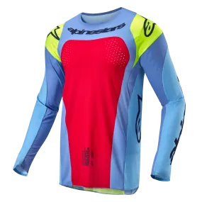 ALPINESTARS 2025 RACER HOLLOW JERSEY - LIGHT BLUE/YELLOW FLUO/RED BERRY