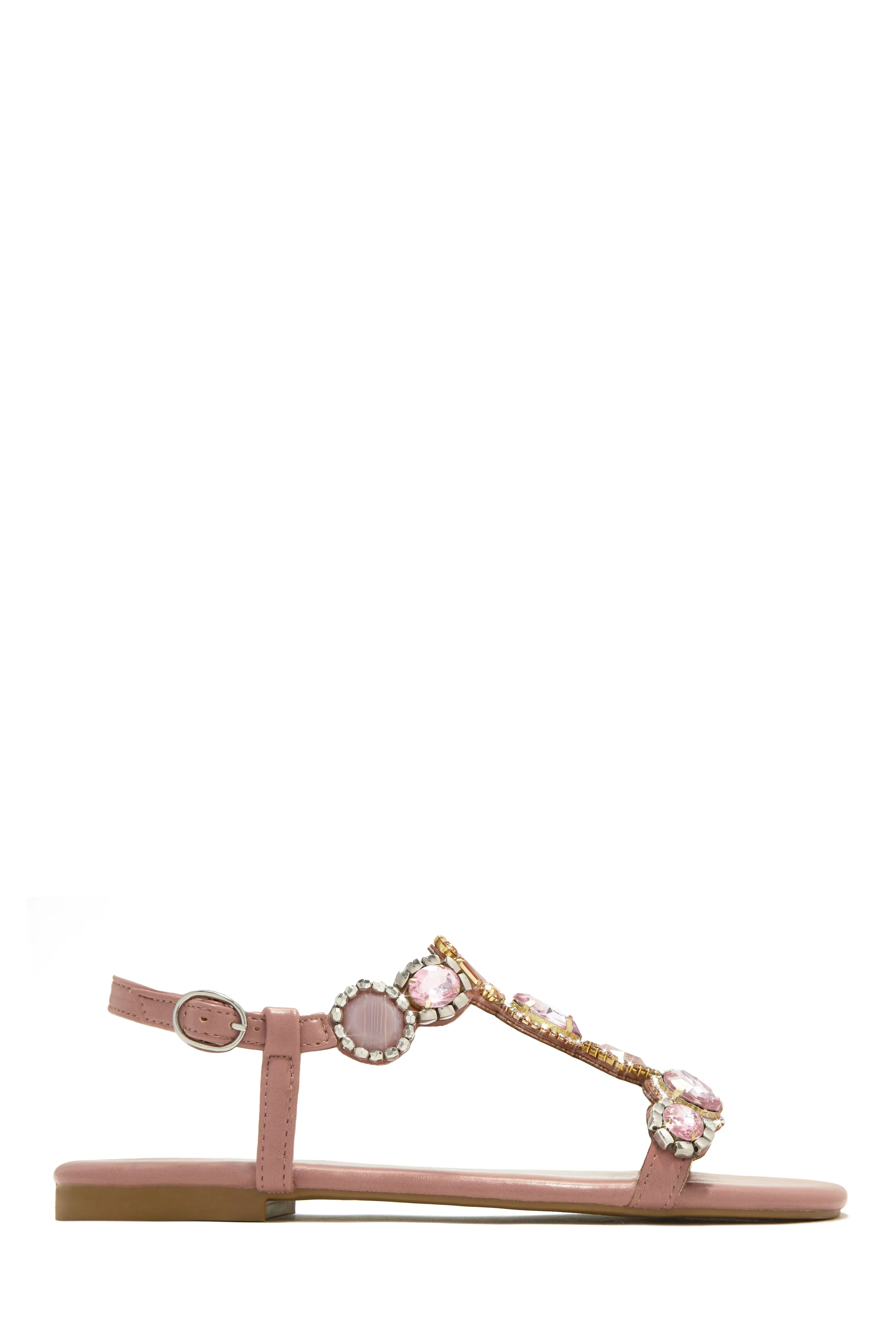 Aruba Sunset Stone Embellished Sandals - Blush