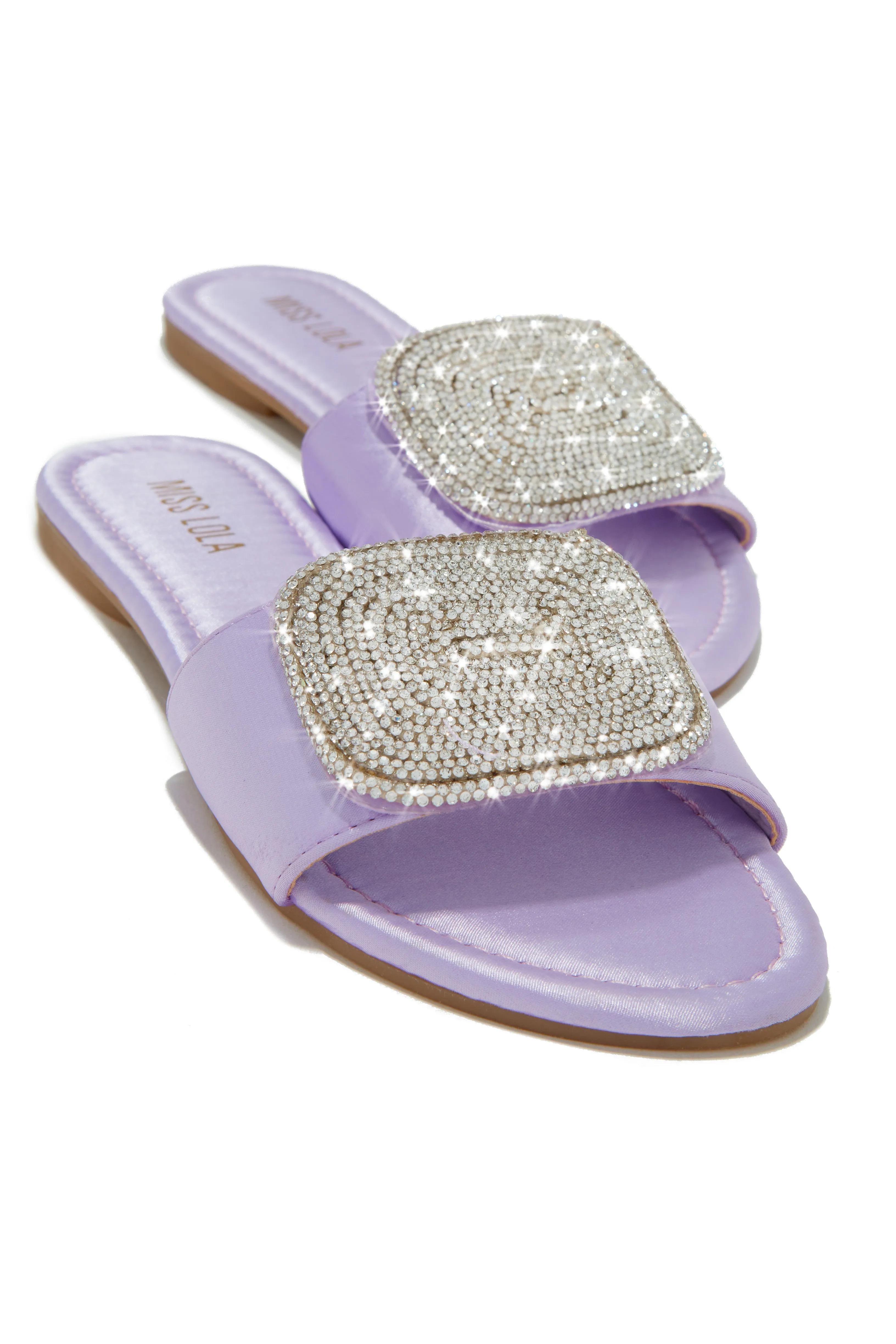 Beach Cocktail Embellished Slip On Sandals - Lavender