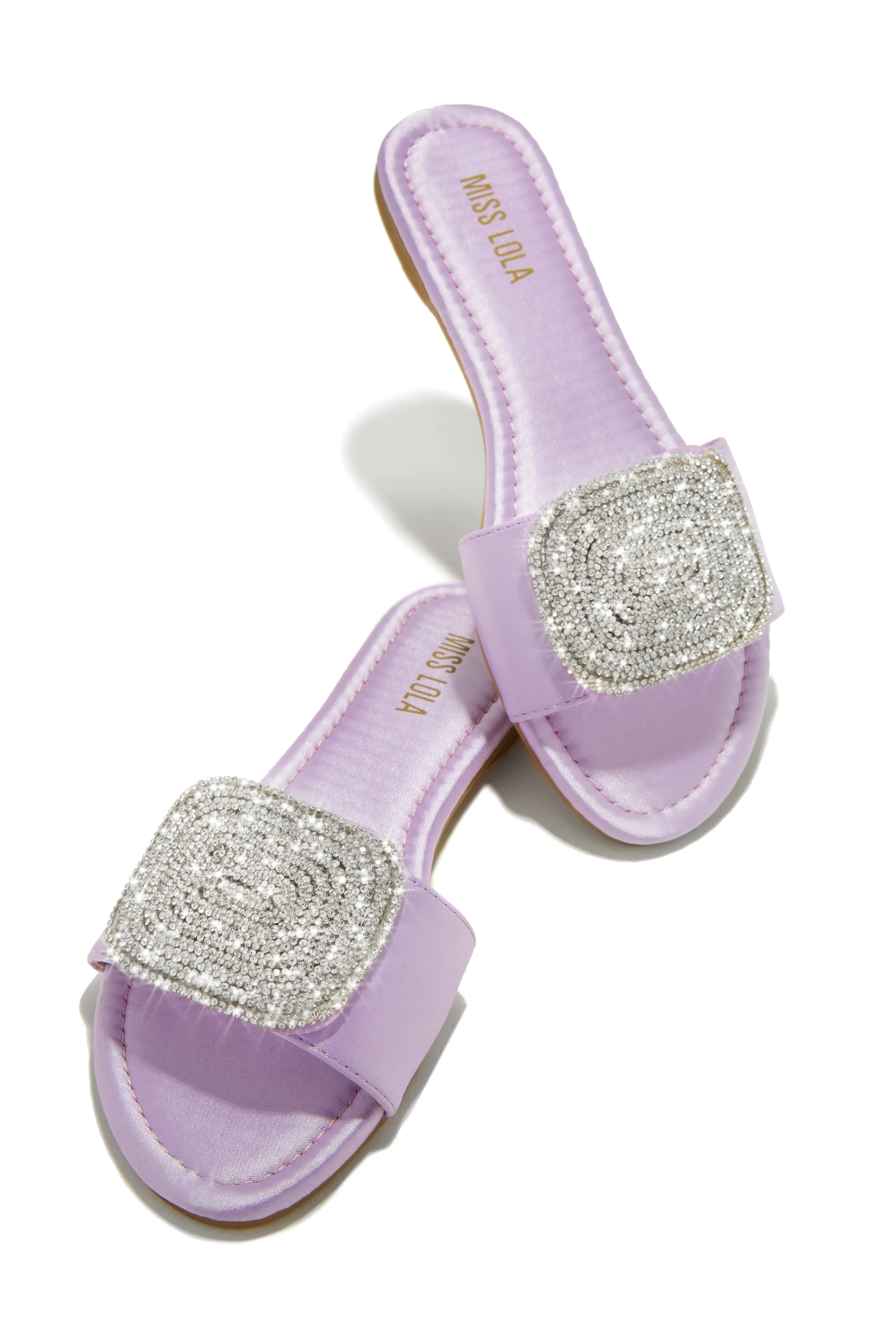 Beach Cocktail Embellished Slip On Sandals - Lavender