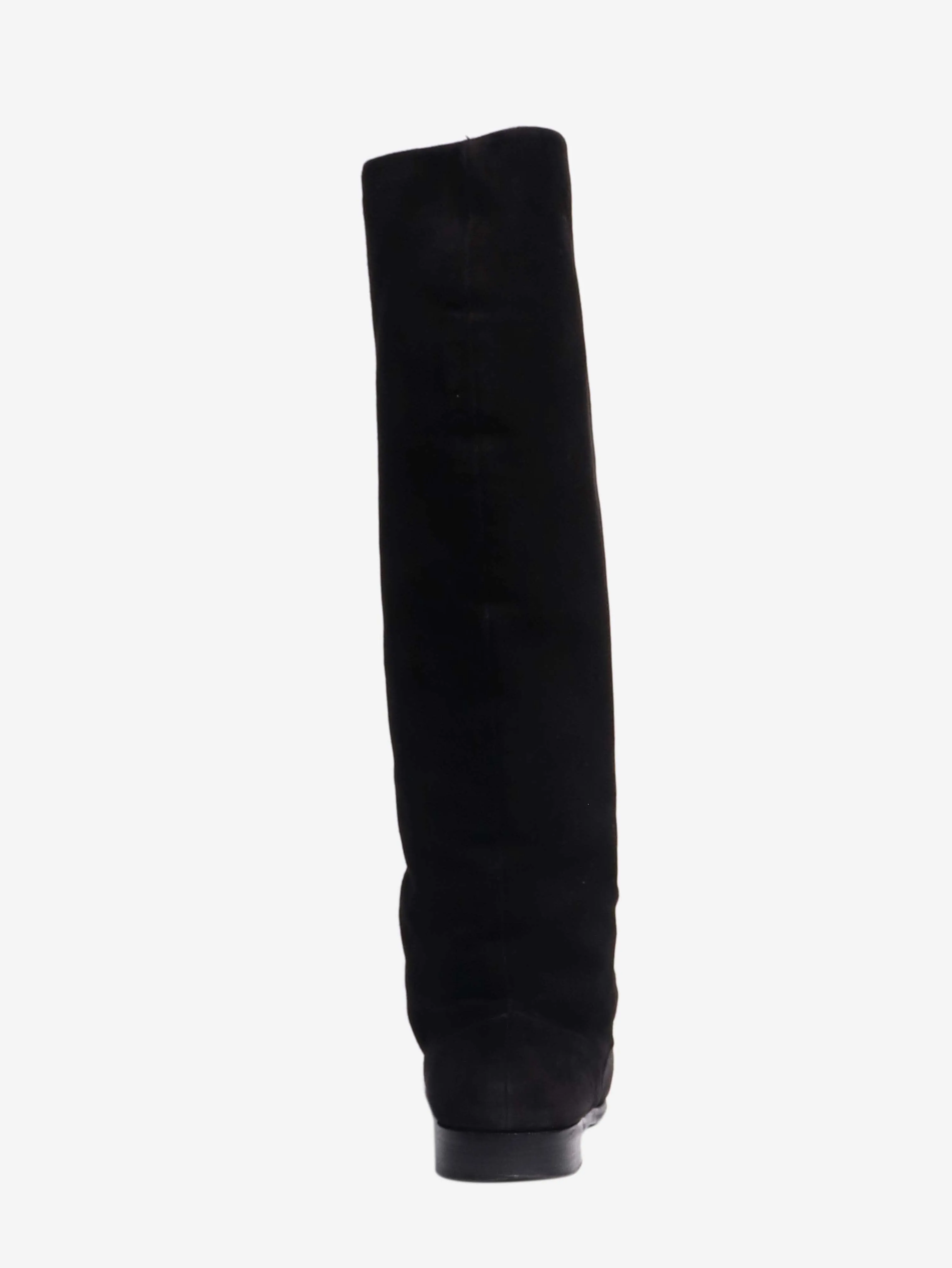 Black suede fur-lined knee-high boots - size EU 40.5