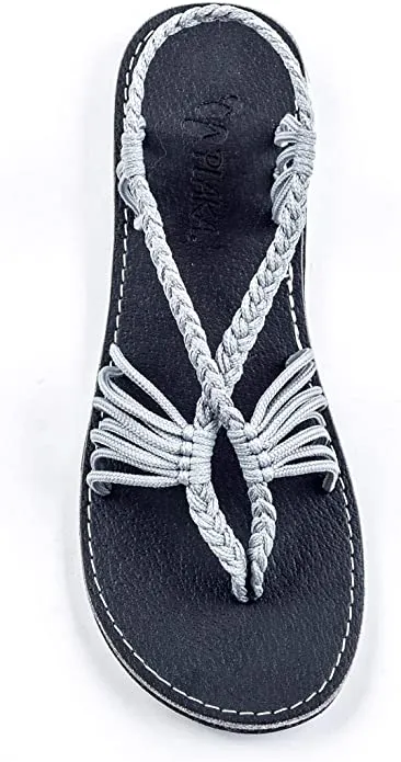 Boho Black Handwoven Braided Flat Sandals