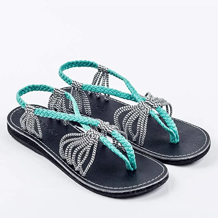 Boho Black Handwoven Braided Flat Sandals