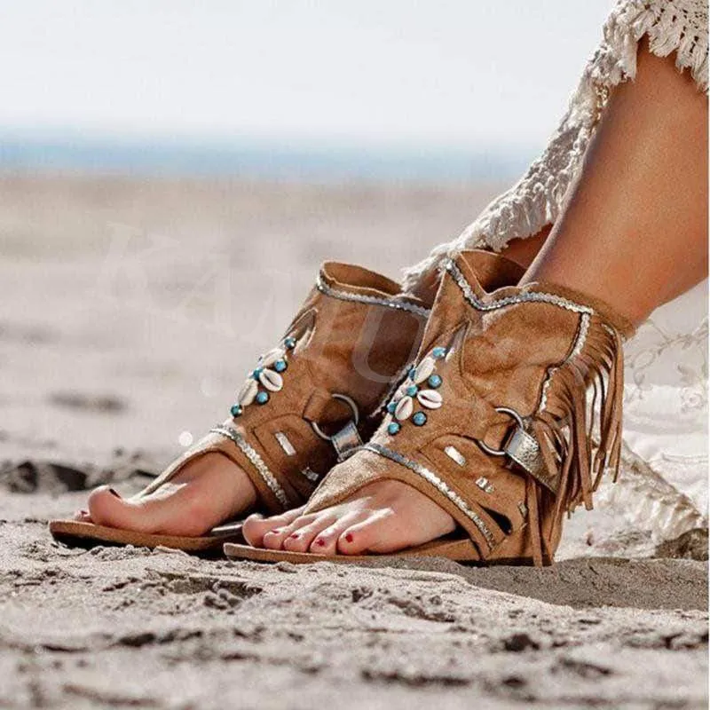 Boho Fringed Ethnic Sandals