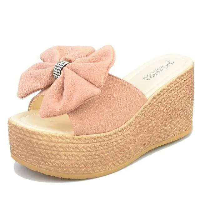 Boho Wedge Sandals with a Bow Tie