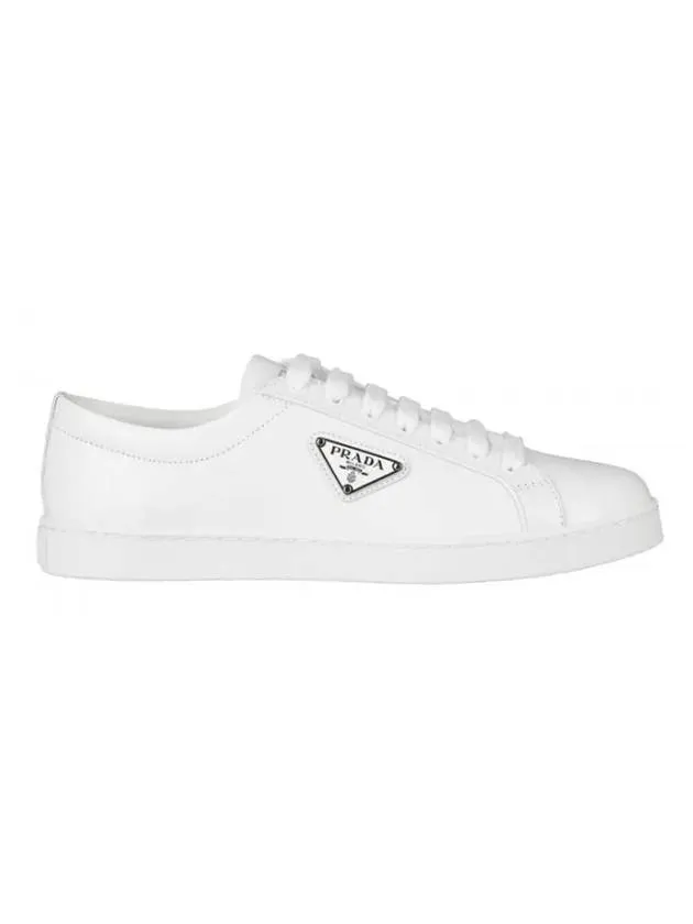 Brushed Leather Low-Top Sneakers White