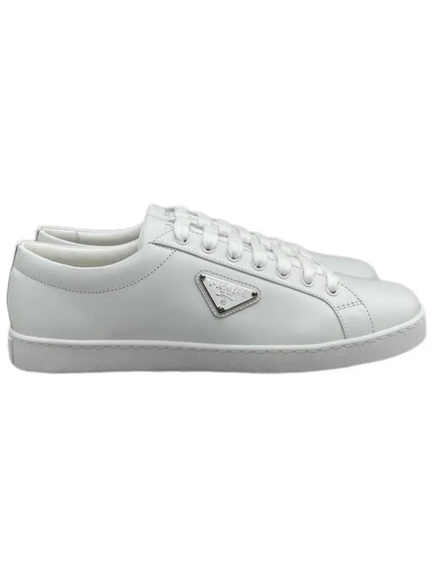 Brushed Leather Low-Top Sneakers White