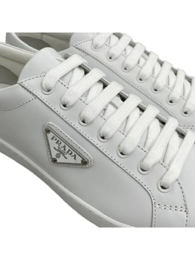 Brushed Leather Low-Top Sneakers White