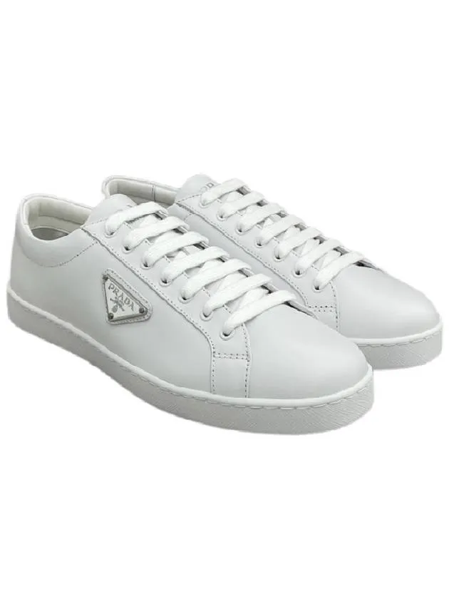 Brushed Leather Low-Top Sneakers White