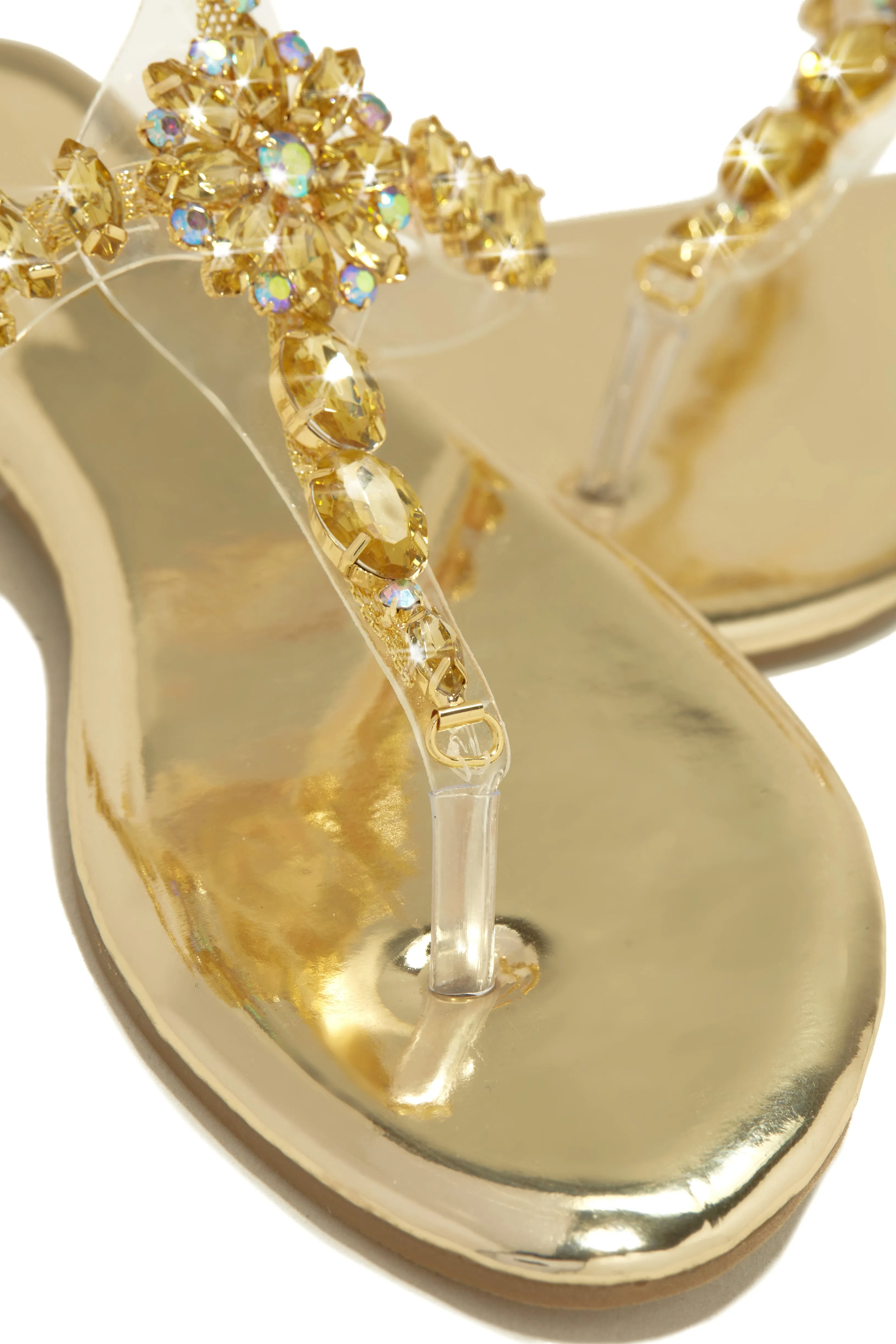 Caicos Resort Embellished Ankle Strap Sandals - Gold