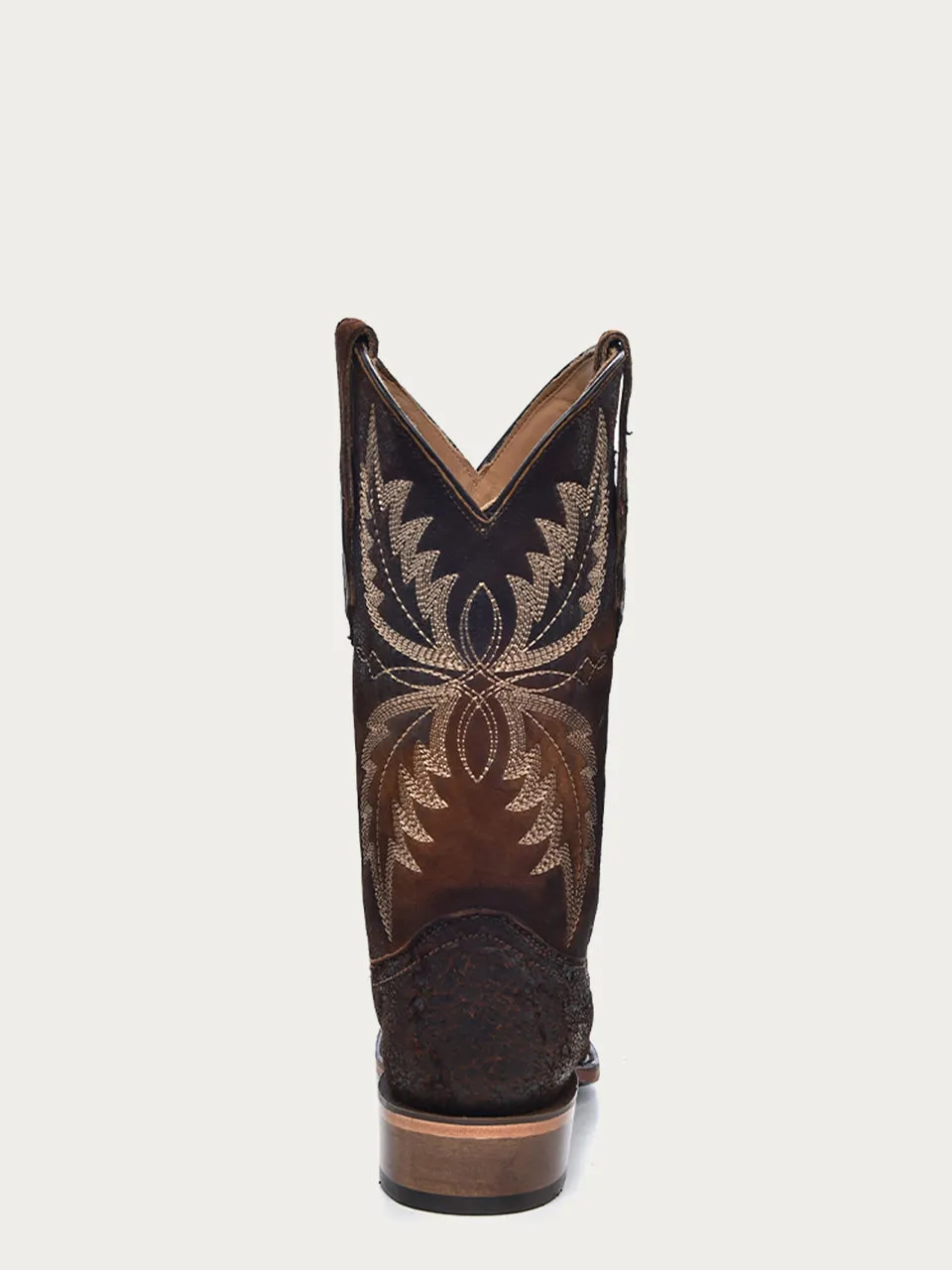 Corral Men's Chocolate Embroidery Narrow Square Toe