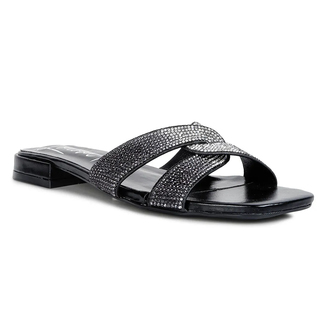 Cross Strap Rhinestone Sandals