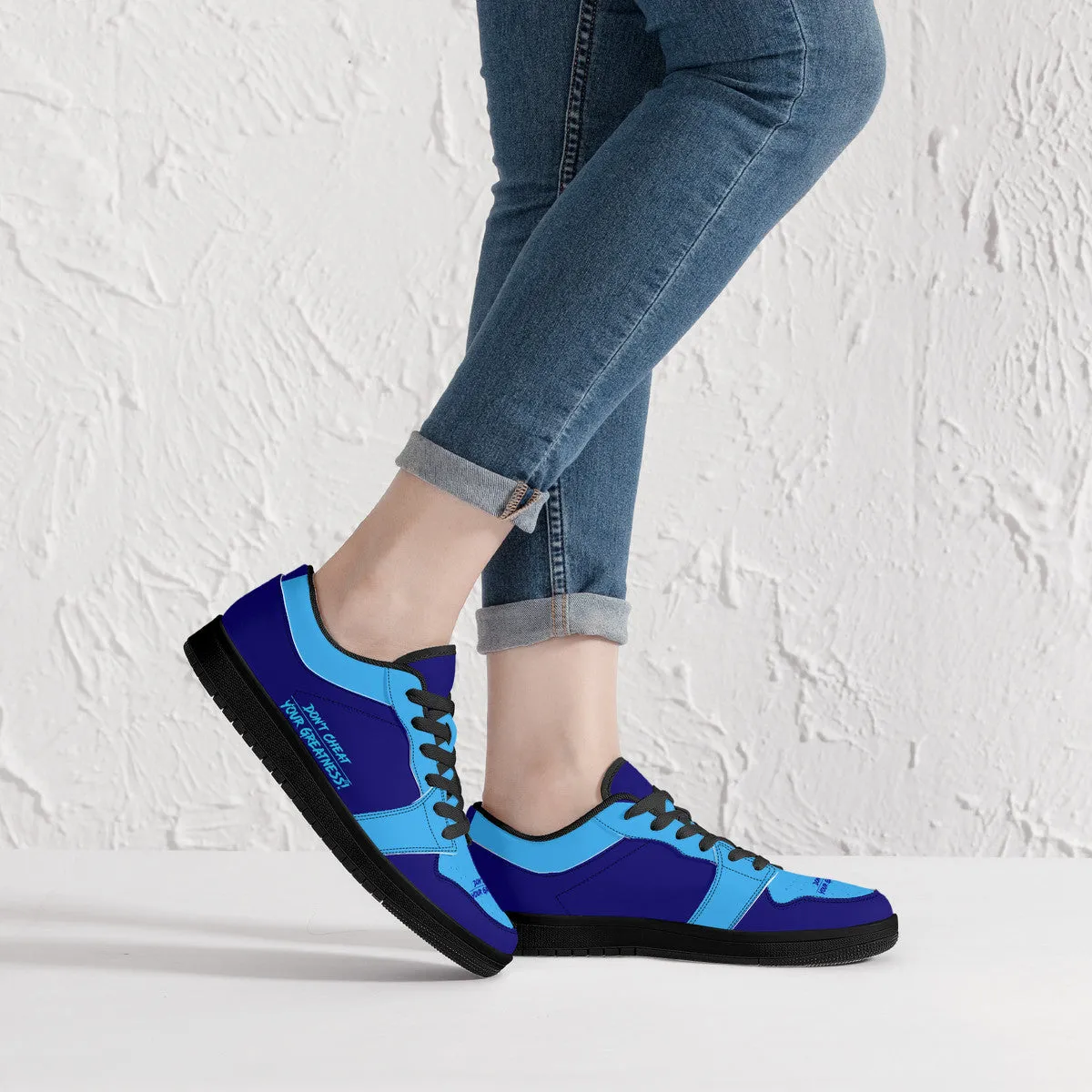 DCYG G4's  Dark  & Light Blue ,Black Sole Low-Top Leather Sneakers