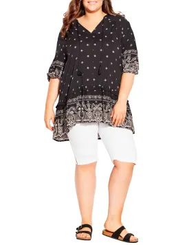 Demi Hi-Lo Paisley Tunic | Black / Ivory