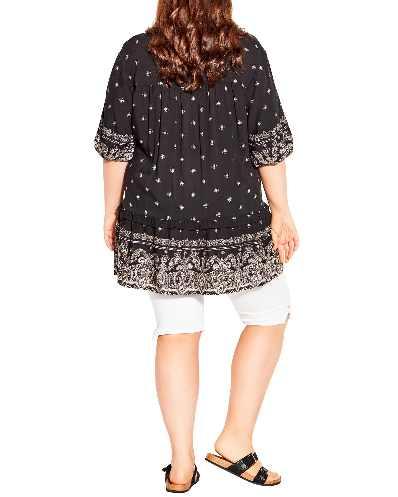 Demi Hi-Lo Paisley Tunic | Black / Ivory