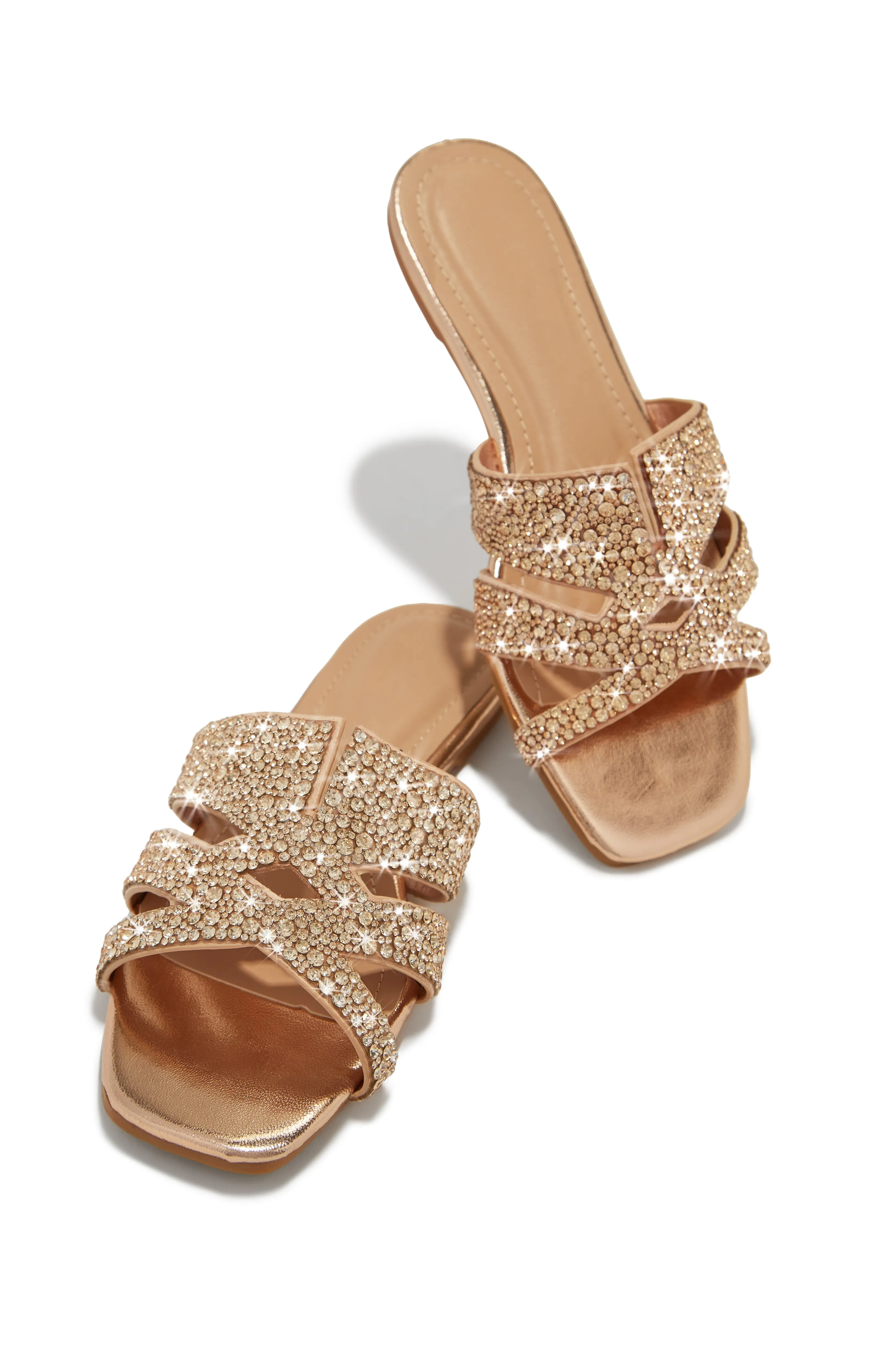 Destination Dreams Embellished Slip On Sandals - Rose Gold