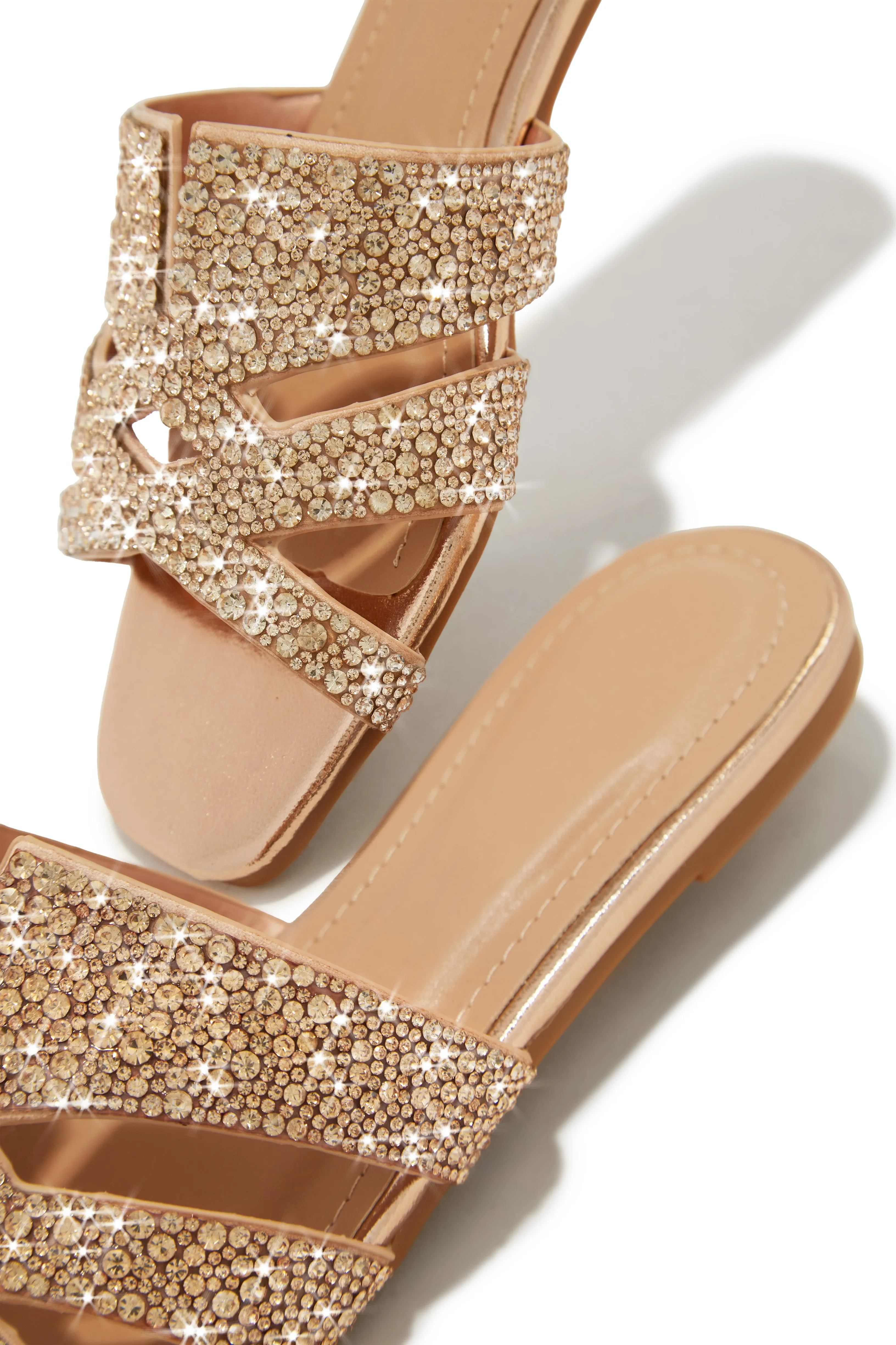 Destination Dreams Embellished Slip On Sandals - Rose Gold