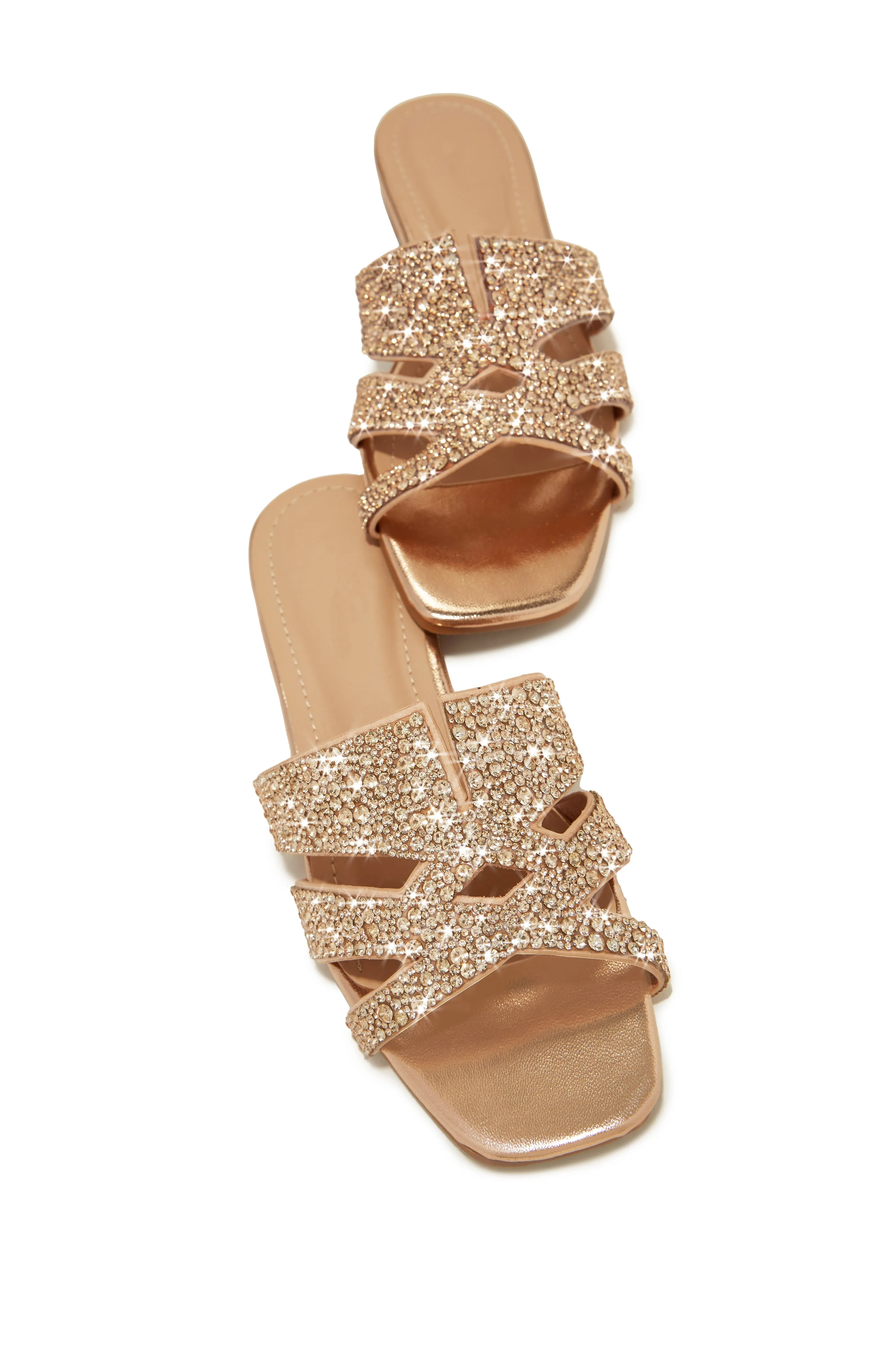 Destination Dreams Embellished Slip On Sandals - Rose Gold