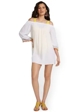 Embroidered Off-The-Shoulder Coverup - NY&C Swimwear