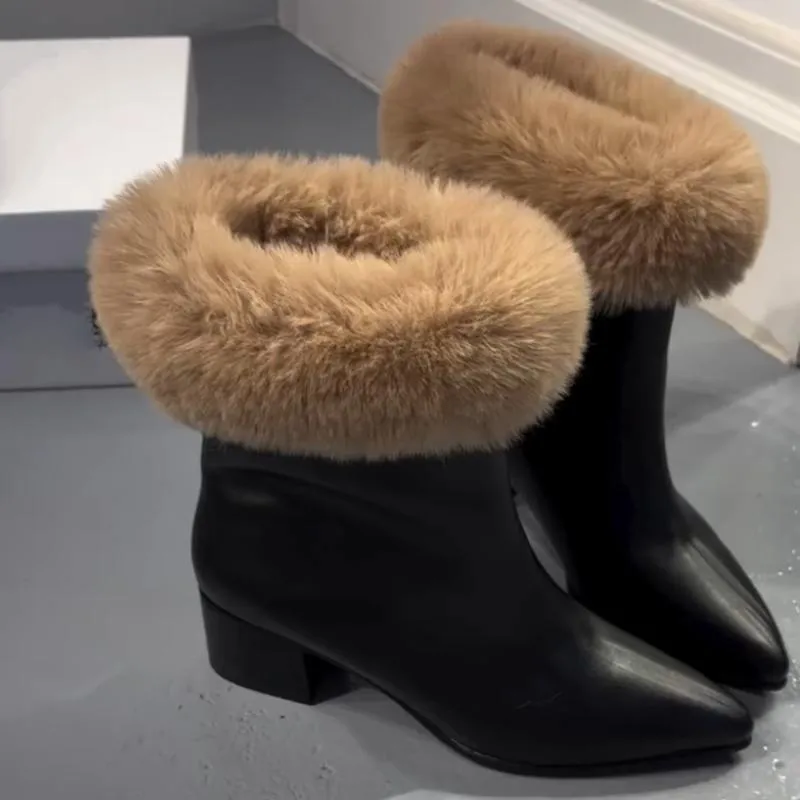 Faux Fur-Lined Leather Boots