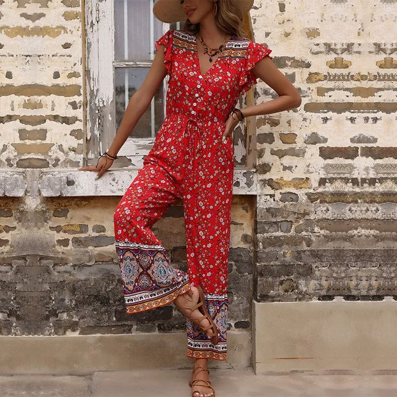 Flutter Sleeve Boho Jumpsuit