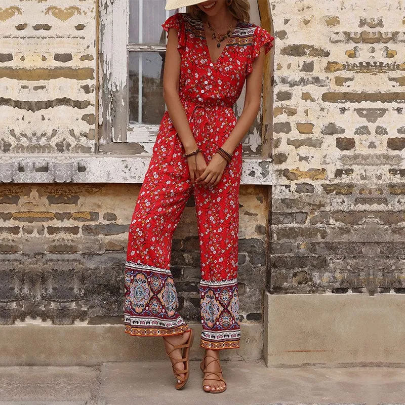 Flutter Sleeve Boho Jumpsuit