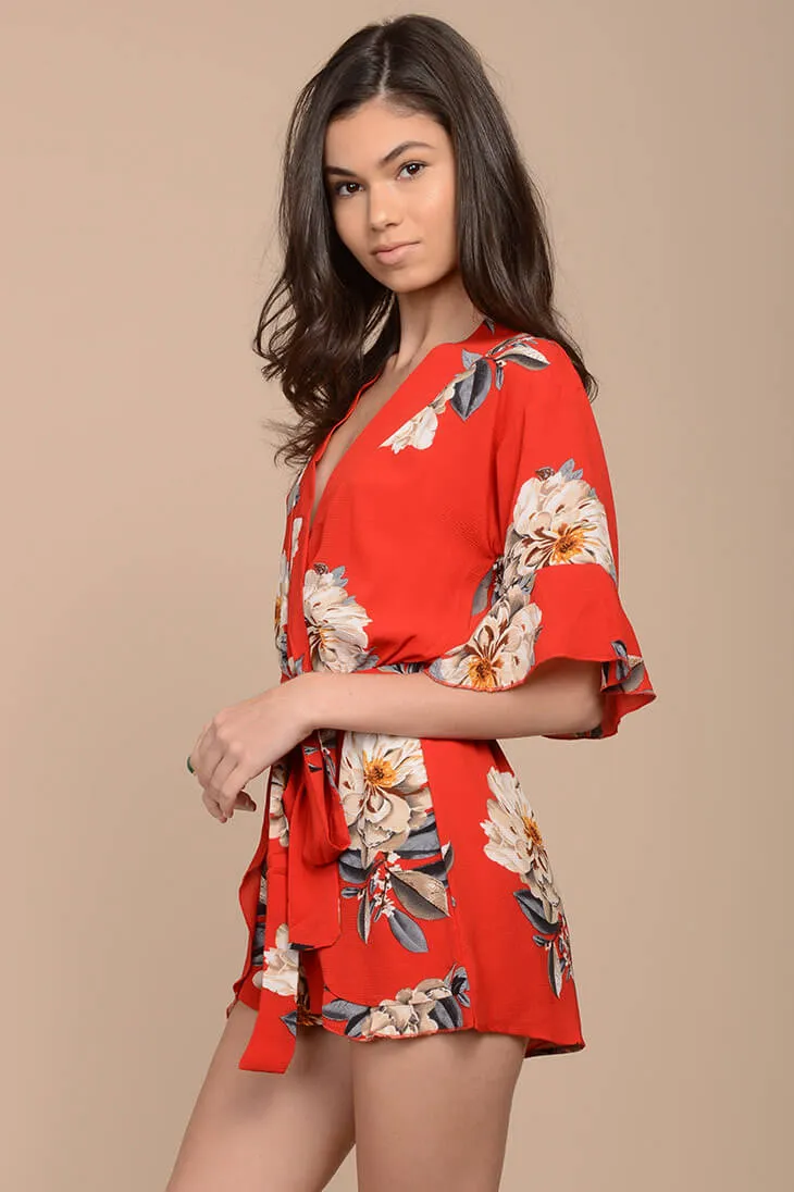 Giavanna Floral Romper Red