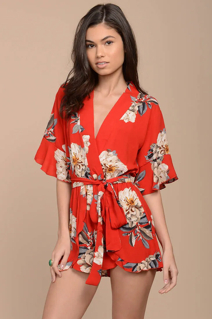 Giavanna Floral Romper Red