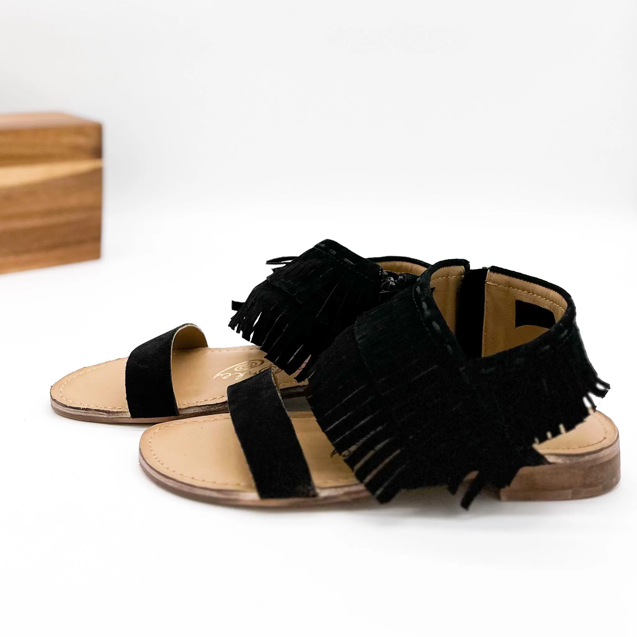 Hazel Blues® |  Fringe Star Sandal in Black