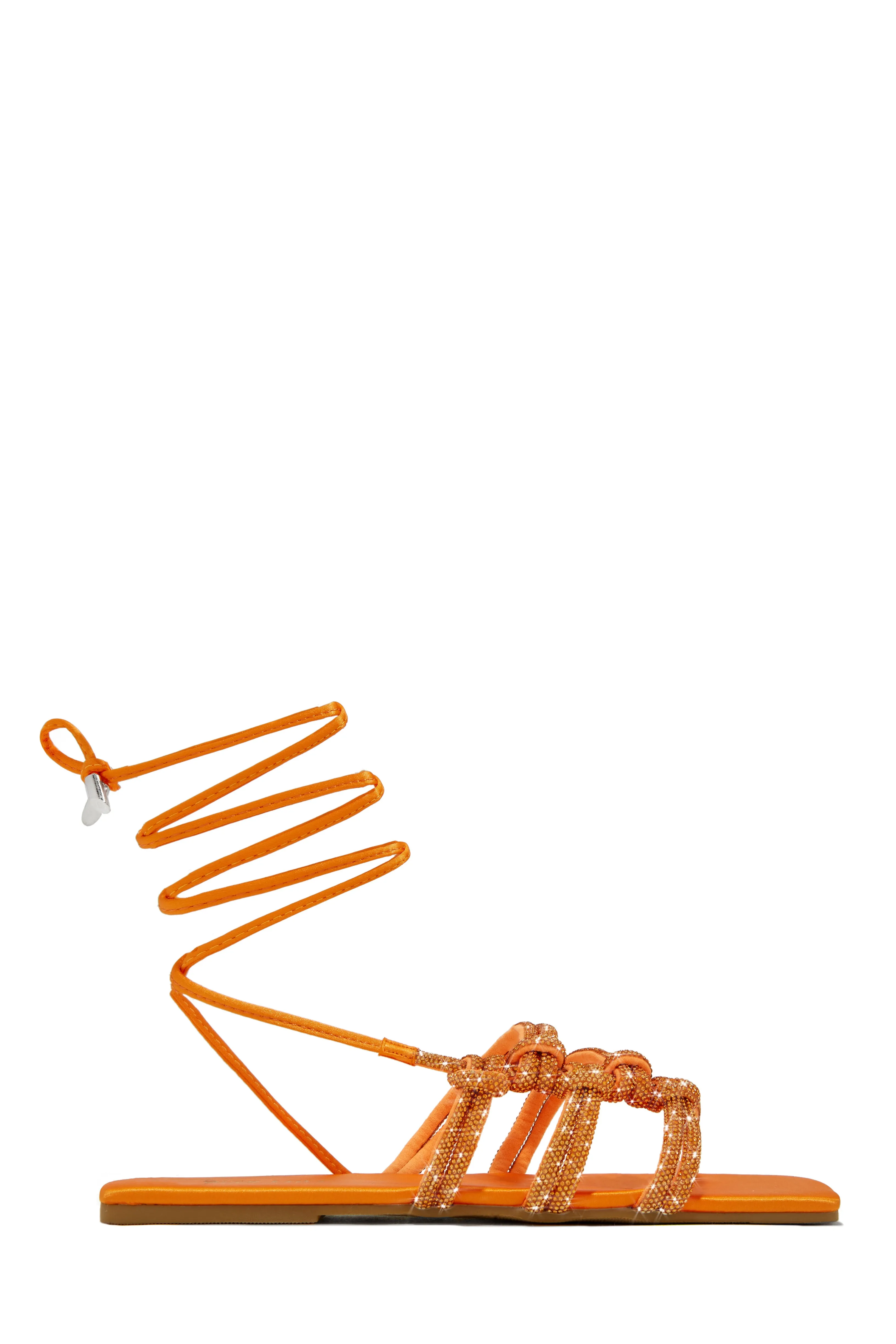 Ibiza Nights Embellished Lace Up Sandals - Orange