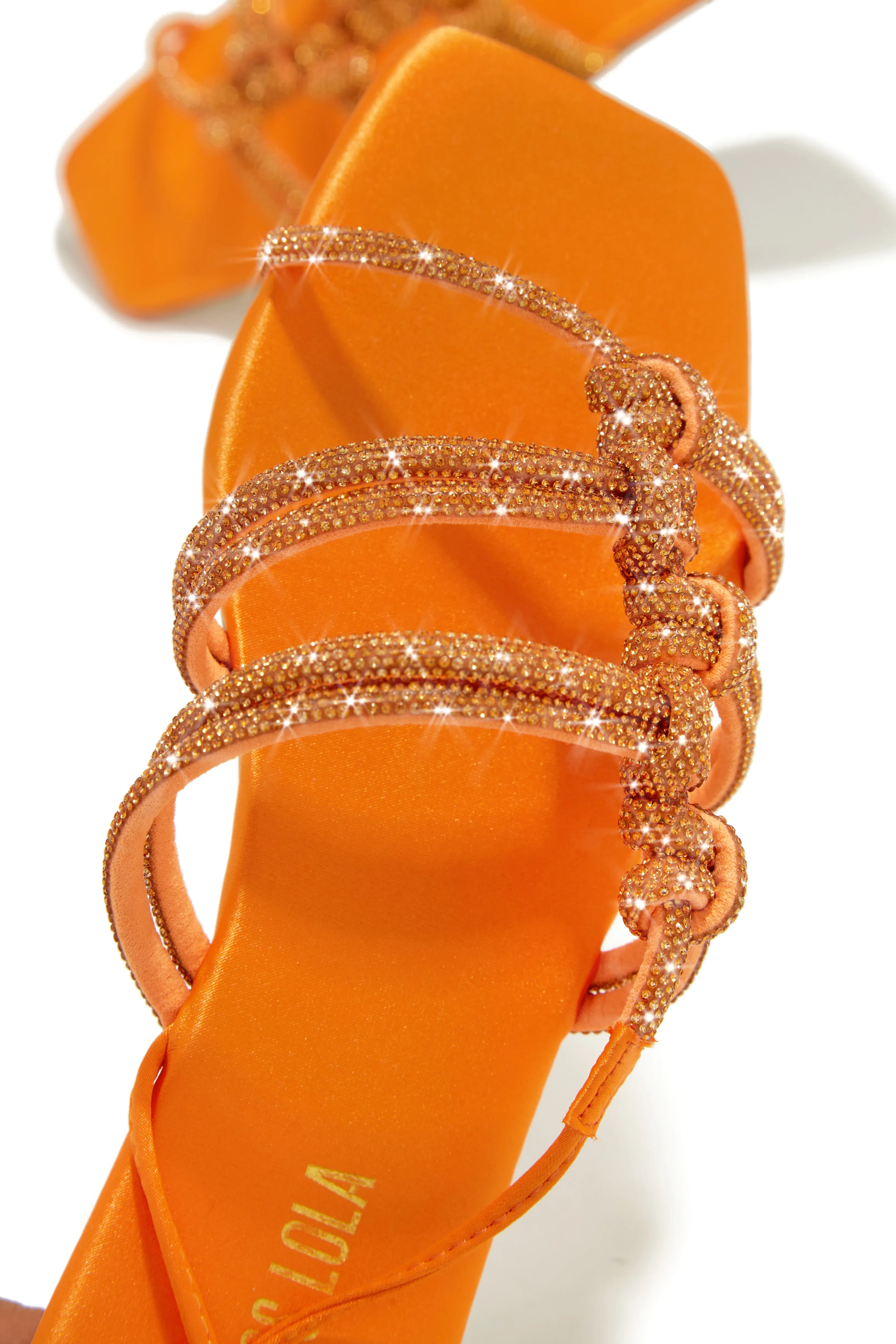 Ibiza Nights Embellished Lace Up Sandals - Orange