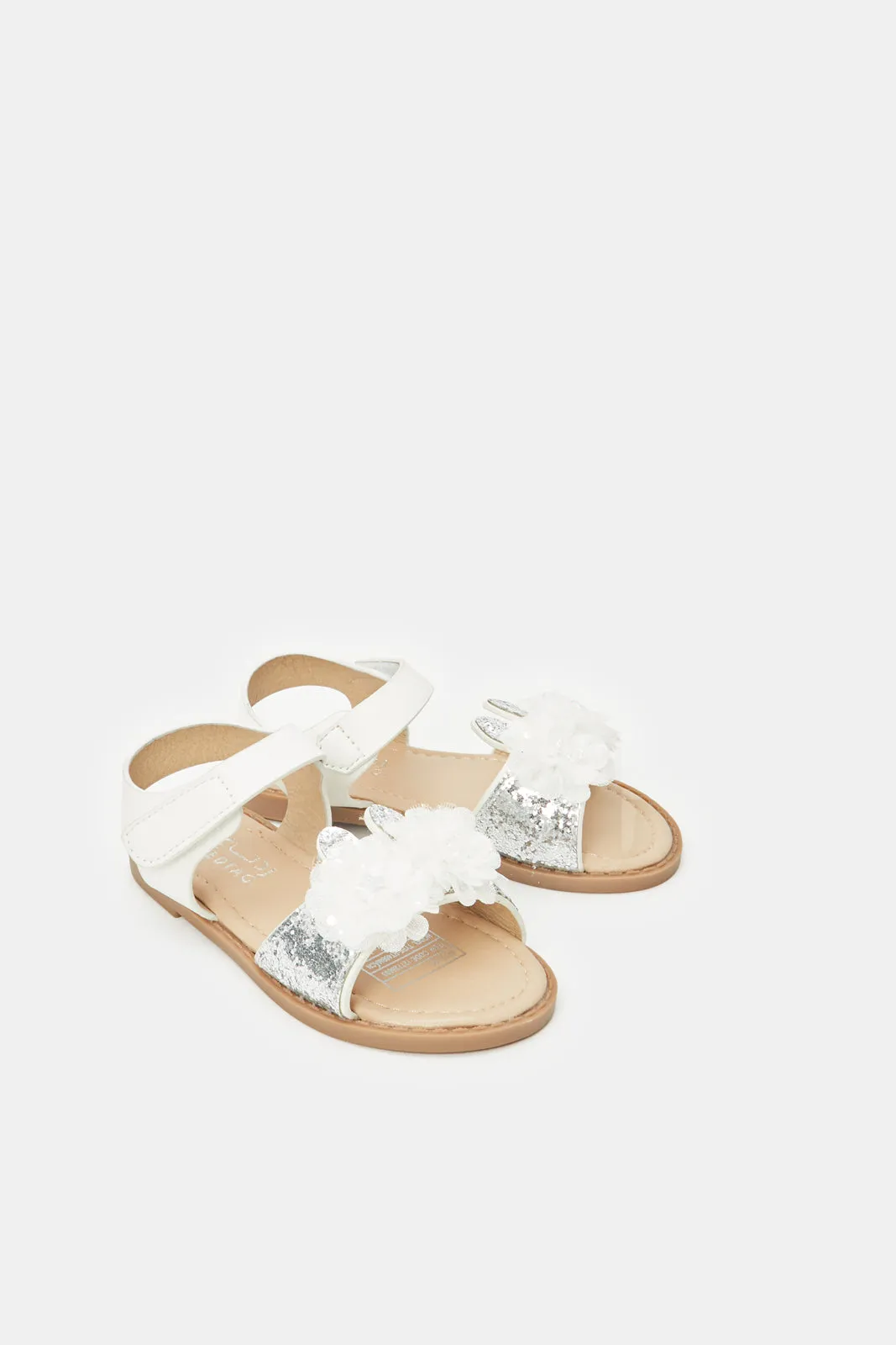 Infant Girls Cream Glitter Sandals