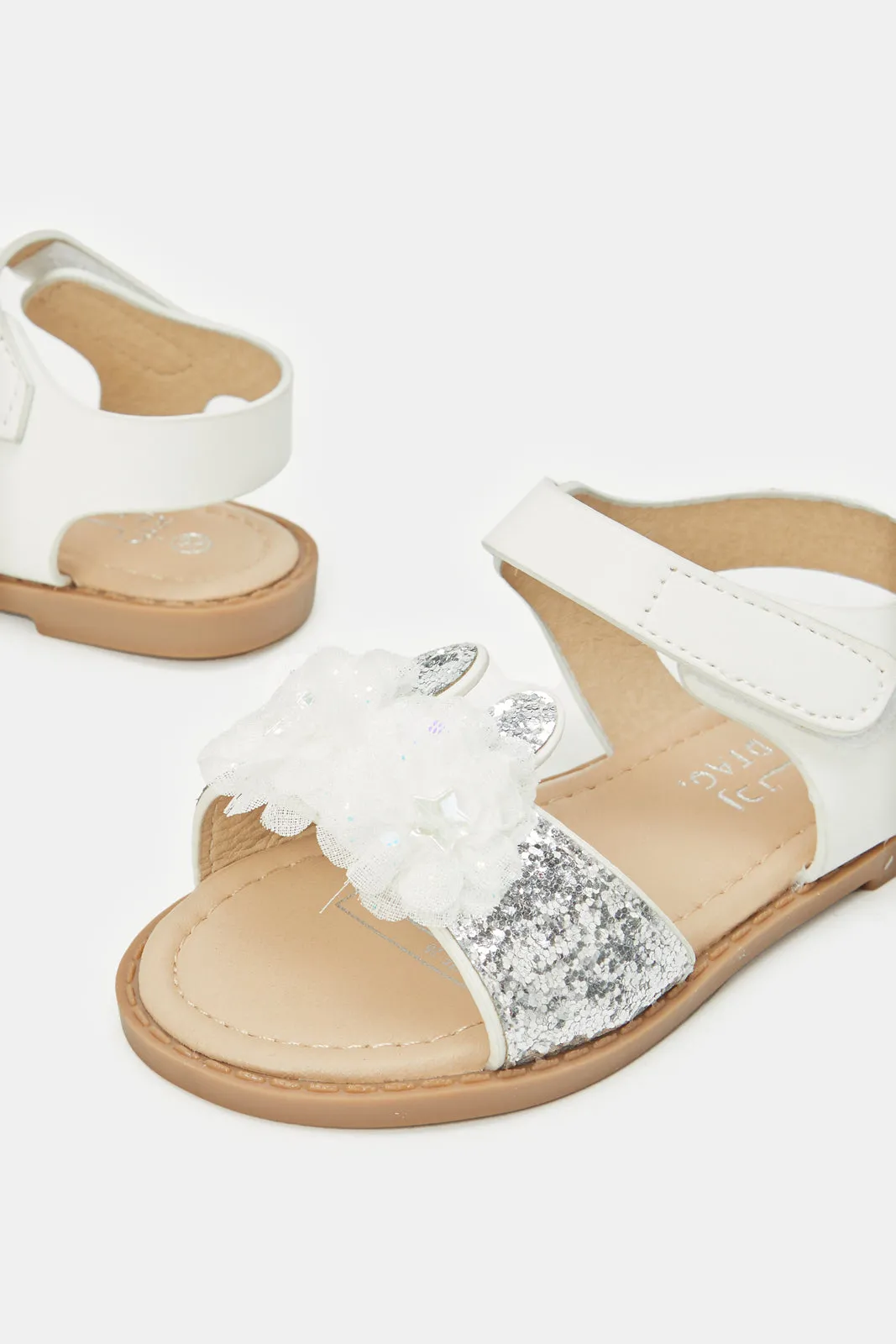 Infant Girls Cream Glitter Sandals