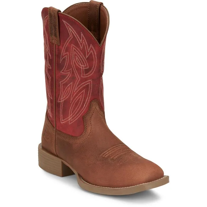 JUSTIN MENS CANTER SQUARE TOE WESTERN BOOTS STYLE SE7514