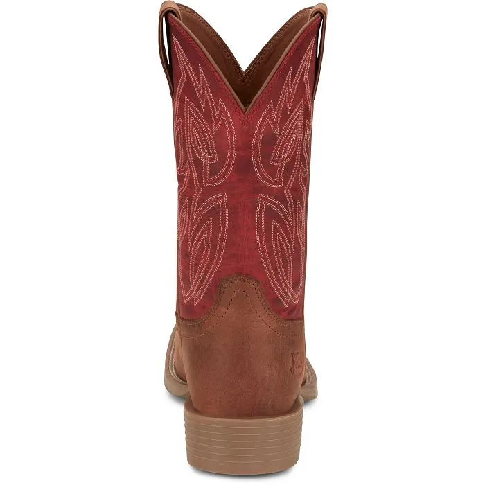 JUSTIN MENS CANTER SQUARE TOE WESTERN BOOTS STYLE SE7514