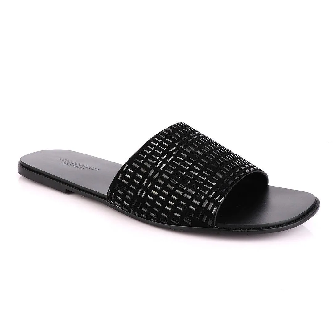 Philipp Plein Black Swarovski Embellished Slide Sandals