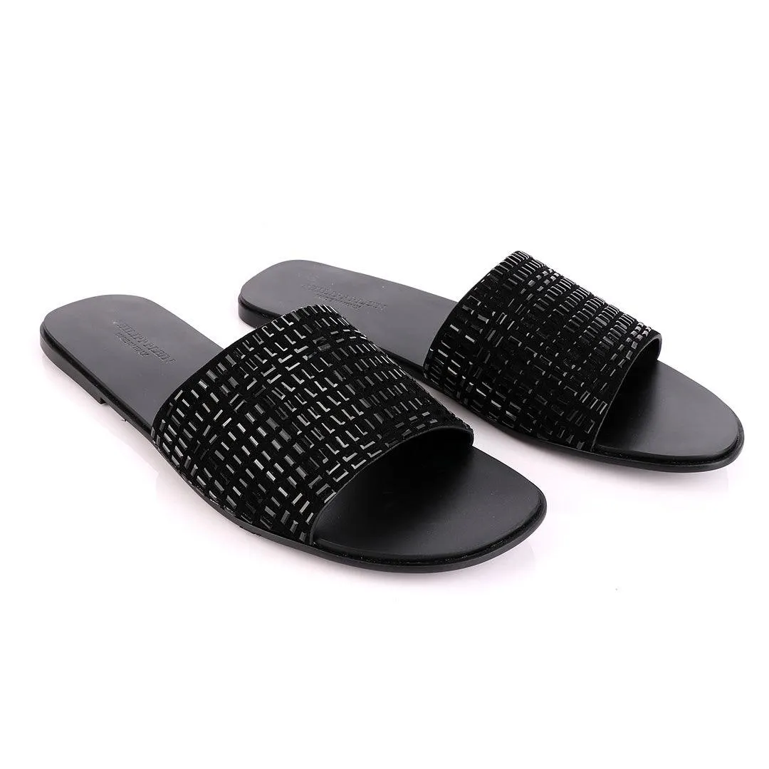 Philipp Plein Black Swarovski Embellished Slide Sandals