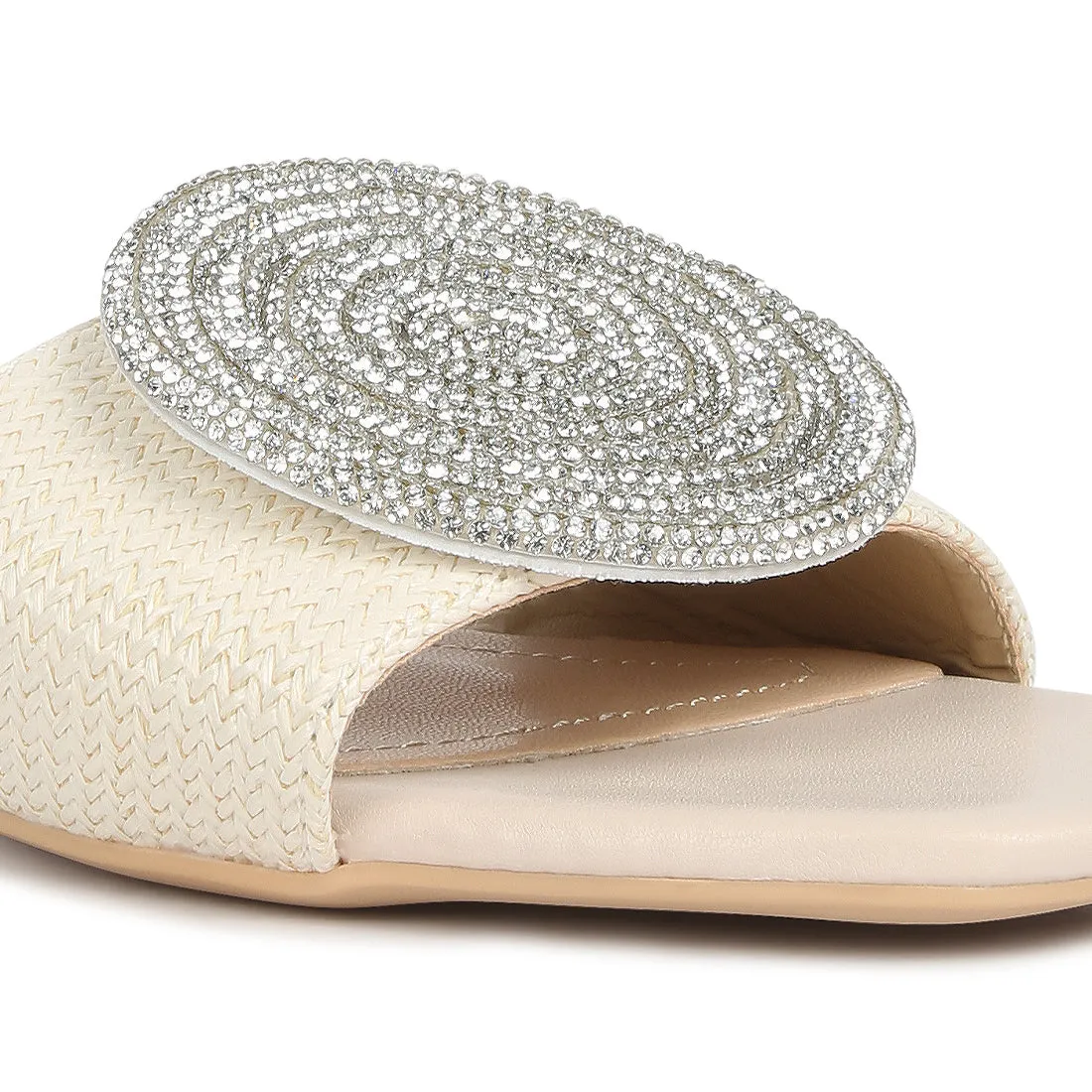 Rhinestones Embellished Brooch Slip On Sandals