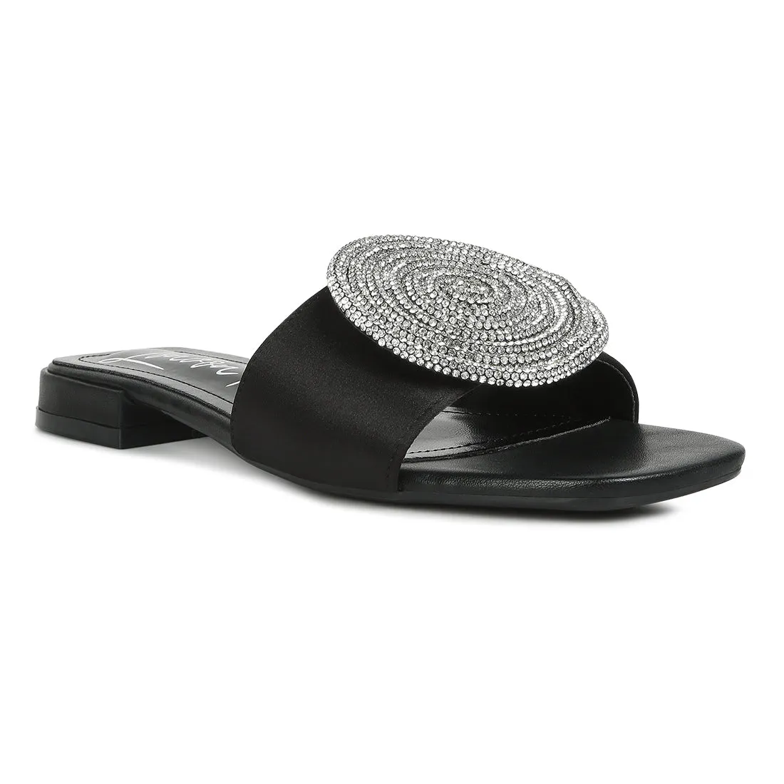 Rhinestones Embellished Brooch Slip On Sandals