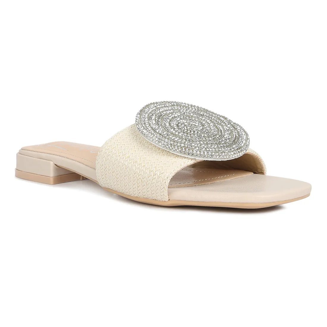 Rhinestones Embellished Brooch Slip On Sandals