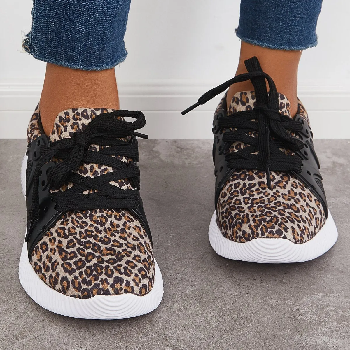 Sohiwoo  Womens Fashion Casual Leopard Sneakers Imily Bela