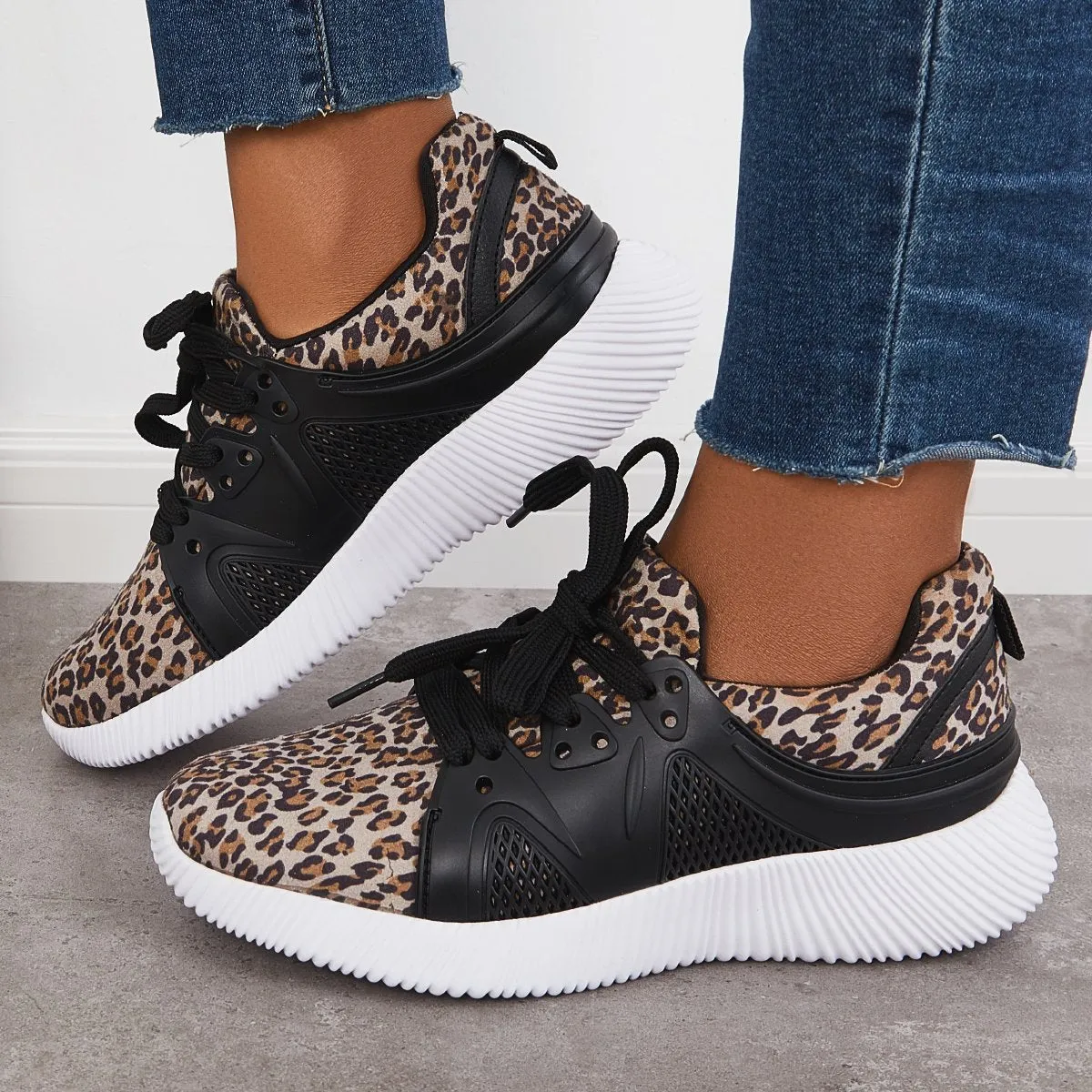 Sohiwoo  Womens Fashion Casual Leopard Sneakers Imily Bela